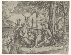 Heilige familie met Elisabeth en Johannes de Doper