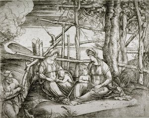 De Heilige Familie met Sint Elizabeth door Jacopo de