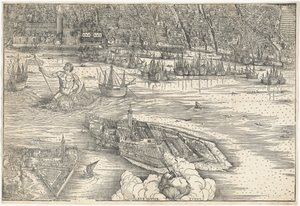 Uitzicht op Venetië [onderste middenblok], 1500 door Jacopo de Barbari
