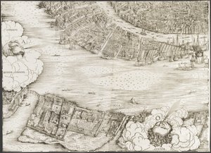 Uitzicht op Venetië (linkeronderblok), 1500 door Jacopo de Barbari