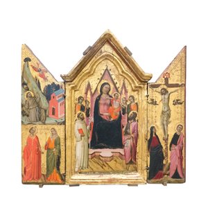 Madonna en Kind op de troon met heiligen en engelen, ca. 1320-1325