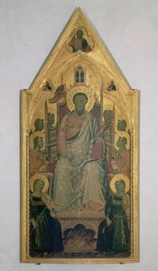 St. Bartholomeus op de troon met Engelen door Jacopo del Casentino