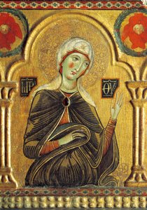 Figuur van Maria, uit Verlosser met de Madonna en drie heiligen door Jacopo di Meliore