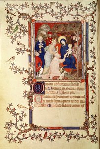Lat 18014 f.42v De Aanbidding der Wijzen, uit Les Petites Heures de Duc de Berry, ca. 1385-90 door Jacquemart de Hesdin