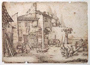 Een Italiaanse boerderij door Jacques (after) Callot