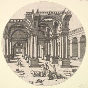 Perspectivisch uitzicht, Tempel van Isis door Jacques Androuet Du Cerceau
