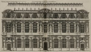 De gevel van Pierre Lescot gepubliceerd in 1576 door Jacques Androuet Ducerceau