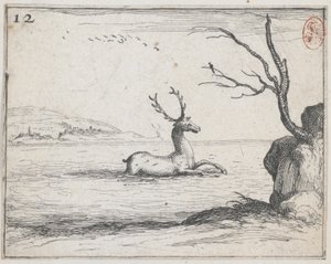 Een Hert in het Water - nr. 12 uit de serie door Jacques Callot