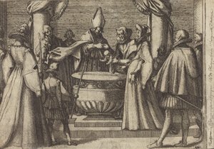 Doop van de prins van Spanje [verso] door Jacques Callot