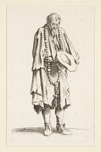 Bedelaar met een rozenkrans, uit De bedelaars door Jacques Callot