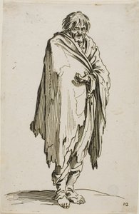 Bedelaar zonder Hoed of Schoenen, plaat twaalf uit De Bedelaars door Jacques Callot