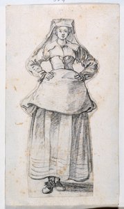Bourgeoises Dans Differentes Attitudes, uit Prints Album 21, nummer 304 door Jacques Callot