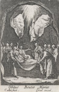 Begrafenis van de Maagd, nr. 12 uit Het Leven van de Maagd door Jacques Callot
