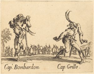 Kapitein Bonbardon en Kapitein Grillo, c. 1622 door Jacques Callot