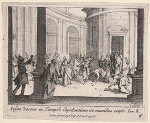 Christus wordt uit de Tempel Gestenigd door Jacques Callot
