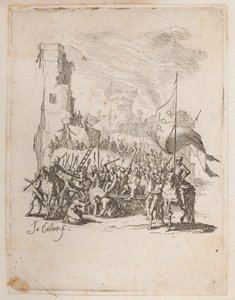 Christus draagt het kruis, nr. 10 van 11 uit La Petite Passion door Jacques Callot