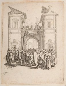 Christus Gepresenteerd aan het Volk, nr. 9 van 11 uit La Petite Passion door Jacques Callot