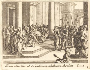 Christus en de Vrouw Betrapt op Overspel, 1635 door Jacques Callot