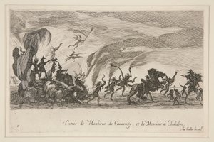Gevecht bij de Barrière, Intocht van Monsieur de Couvonge en Monsieur de Chalabre door Jacques Callot