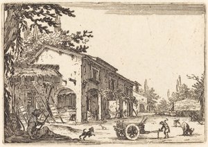 Binnenplaats van een boerderij, ca. 1622 door Jacques Callot