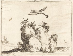 Vliegende Kraanvogel door Jacques Callot