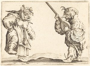 Dansers met luit, ca. 1622 door Jacques Callot