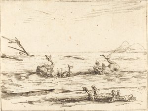 Dolfijnen en Krokodil door Jacques Callot
