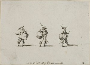 Oefening met trommels, plaat twee uit De militaire oefeningen door Jacques Callot