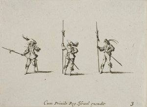 Drill met hellebaarden, plaat drie uit De militaire oefeningen door Jacques Callot