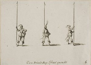 Oefening met Opgeheven Piek, plaat zes uit De Militaire Oefeningen door Jacques Callot