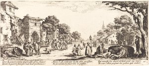 Stervende soldaten langs de weg door Jacques Callot
