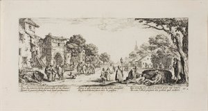 Stervende Soldaten langs de Weg, plaat zestien uit De Ellende van de Oorlog door Jacques Callot