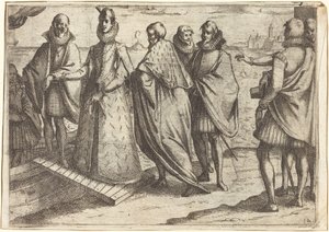Inscheping in Genua [recto] door Jacques Callot