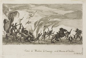 Intocht van M. de Couvonage en M. de Chalabre, uit Het Gevecht bij de Barrière door Jacques Callot