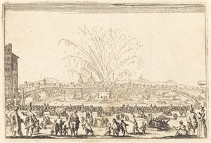 Vuurwerk op de Arno, Florence door Jacques Callot