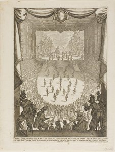 Eerste Intermezzo van de Veglia van de "Bevrijding van Tyrsenus en Arnea" door Jacques Callot