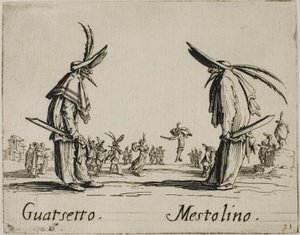 Guatsetto - Mestolino, plaat 5 van Balli di Sfessania door Jacques Callot