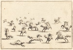 Rennende Paarden door Jacques Callot