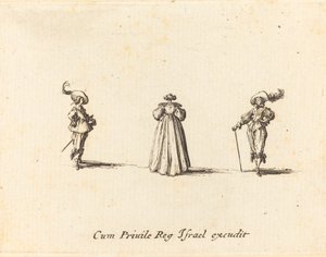 Dame van Achteren Gezien, en Twee Heren door Jacques Callot