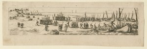 Landing van troepen bij het beleg van La Rochelle door Jacques Callot