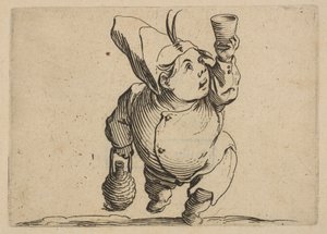 De drinker gezien van voren, uit Varie Figure Gobbi, serie..., 1616-22 door Jacques Callot