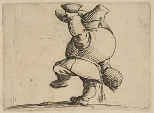 Le Buveur Vu de Dos, uit Varie Figure Gobbi, suite appe... 1616-22 door Jacques Callot