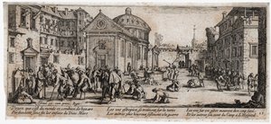 De ellende en tegenspoed van de oorlog ... (gravure) door Jacques Callot