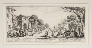 Les grandes misères de la guerre: No. 16 - Les mourants sur le bord des routes (De grote ellende van de oorlog: Nr. 16 - De stervenden langs de wegen) door Jacques Callot