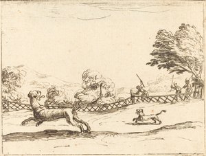 Leeuwin en Welp Achtervolgd door Jagers door Jacques Callot