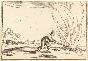 Man die een Brand bijwoont door Jacques Callot