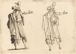 Man gezien van achteren met zijn rechterarm uitgestrekt door Jacques Callot