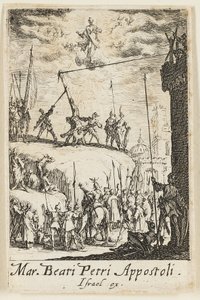 Martelaarschap van Sint Petrus, plaat één uit De Martelaars van de Apostelen door Jacques Callot