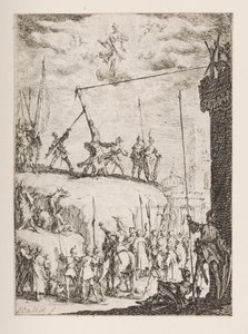 Martelaarschap van St. Peter, nr. 4 uit Het Martelaarschap van de Apostelen door Jacques Callot