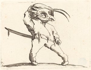 Gemaskerde Man met Gedraaide Voeten, ca. 1622 door Jacques Callot